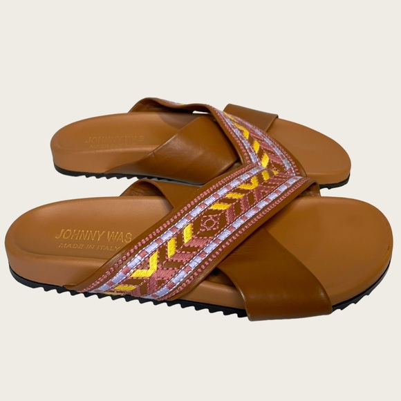 JOHNNY WAS - Alessi Embroidered Leather Sandal - Tan - Size 36 / US 6 - Picture 3 of 5